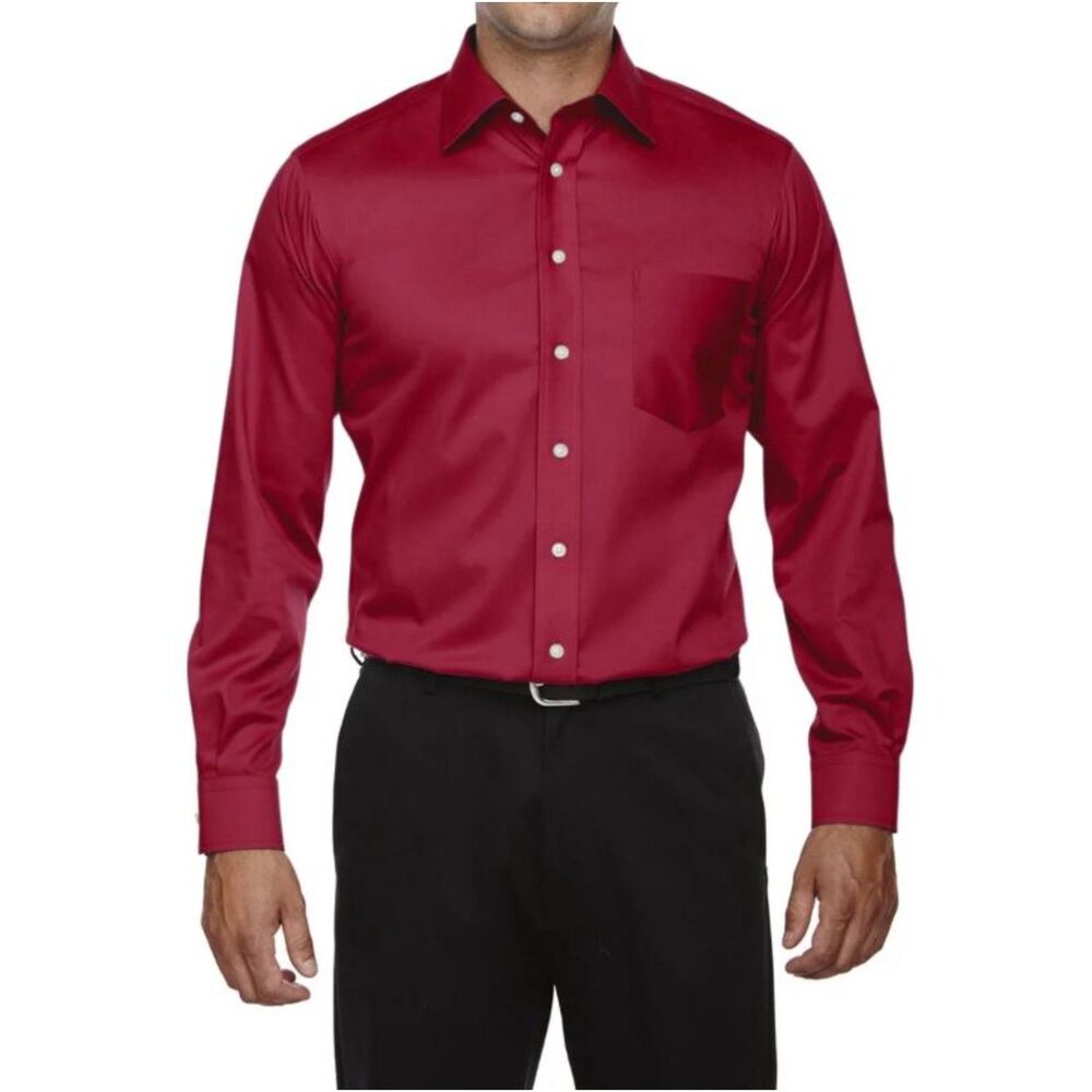 Geoffrey Beene Burgundy Men's Dress Shirt Size XL17 Long Sleeve Button Down